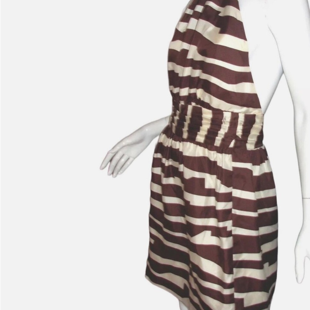 Milly Silk Brown and White Striped/Zebra Dress